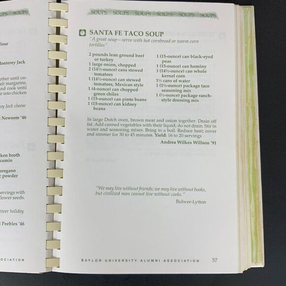 Baylor University Alumni Cookbook Homecoming Special Foods Memories 1996 Spiral - Picture 6 of 12